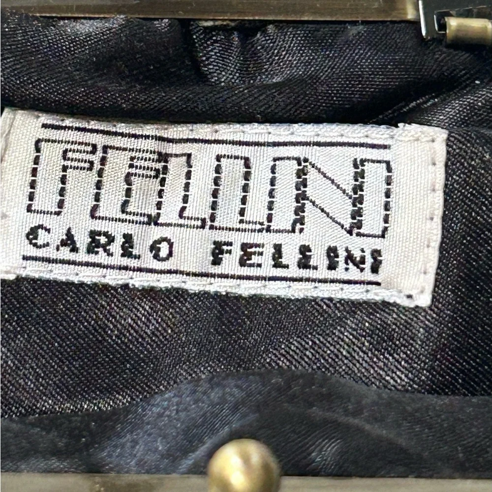 Carlo Fellini Vintage Tapestry Beaded Kiss Lock Purse Bag crossbody